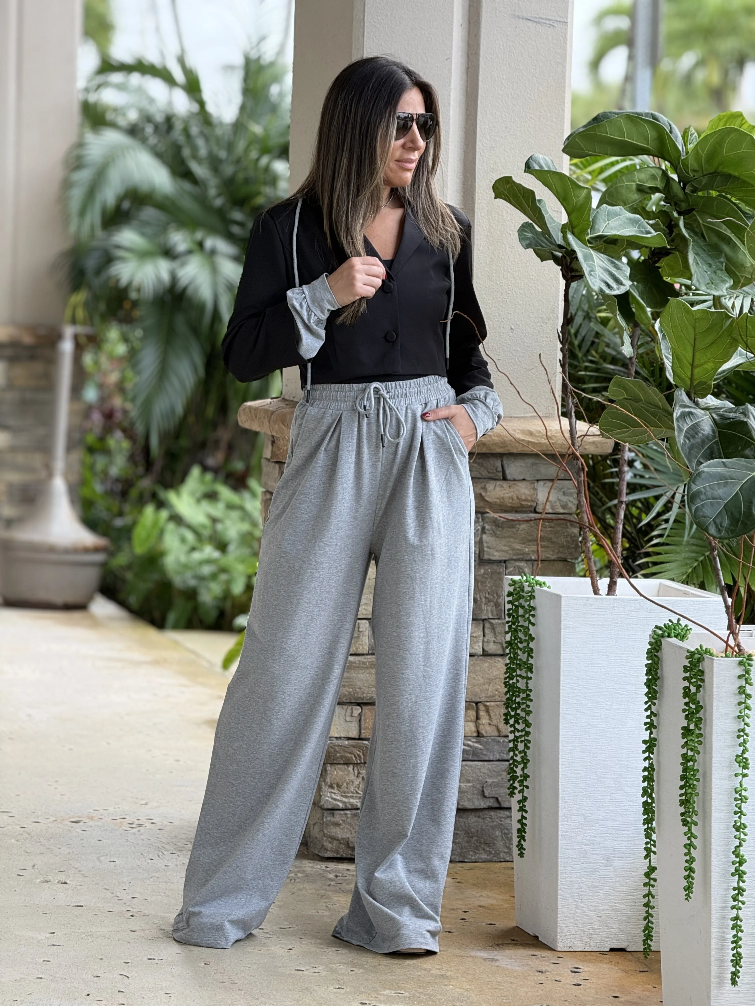 "Tammy" Crop Blazer And High Waisted Pants Set