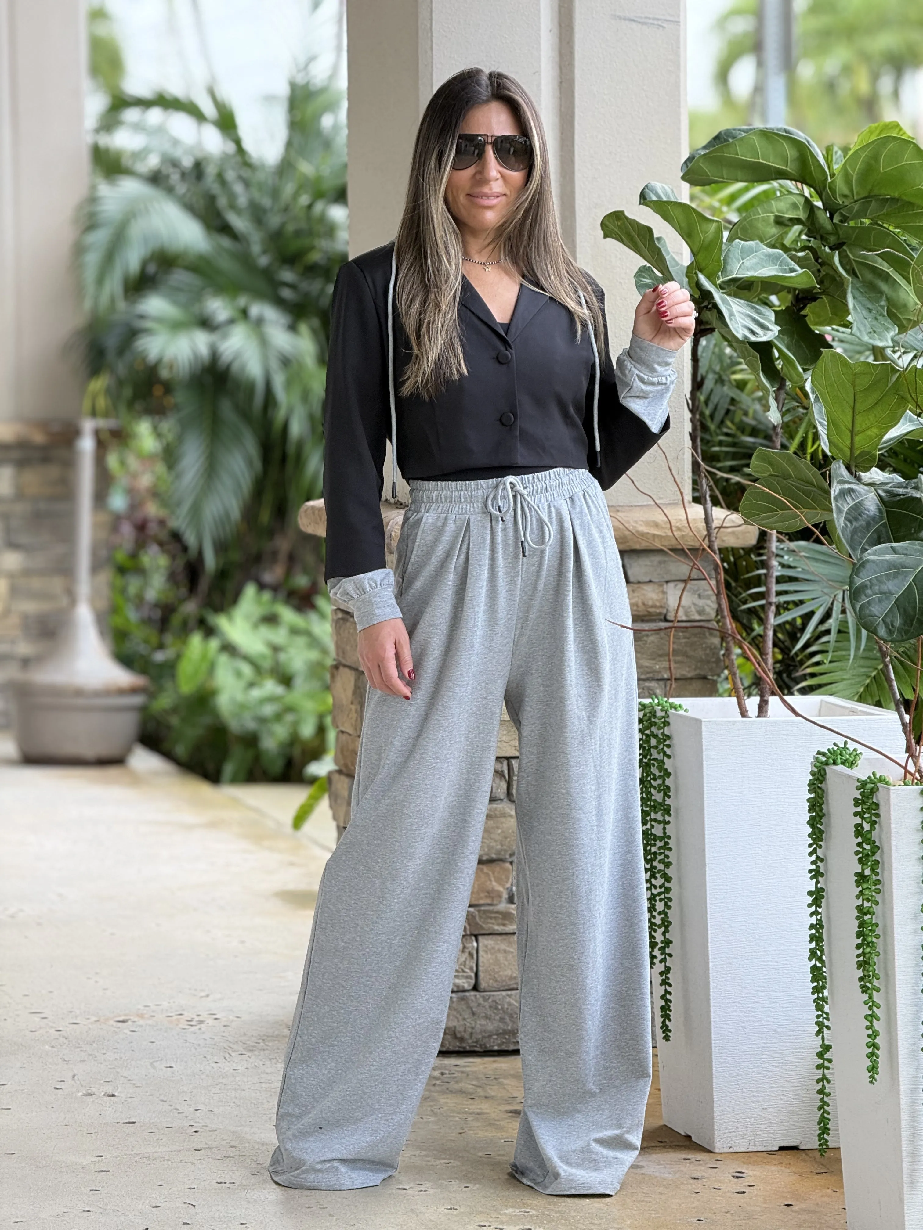 "Tammy" Crop Blazer And High Waisted Pants Set