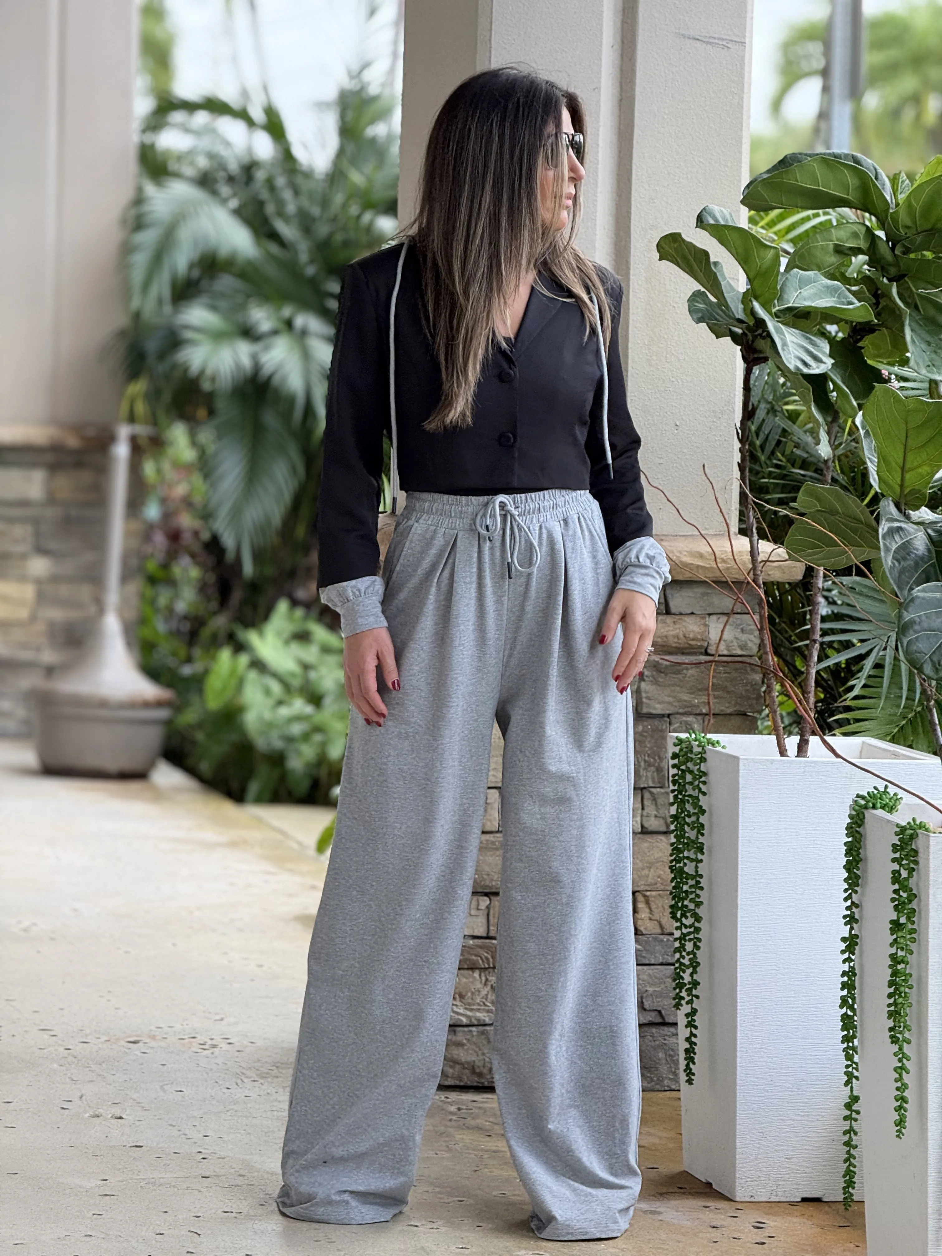 "Tammy" Crop Blazer And High Waisted Pants Set