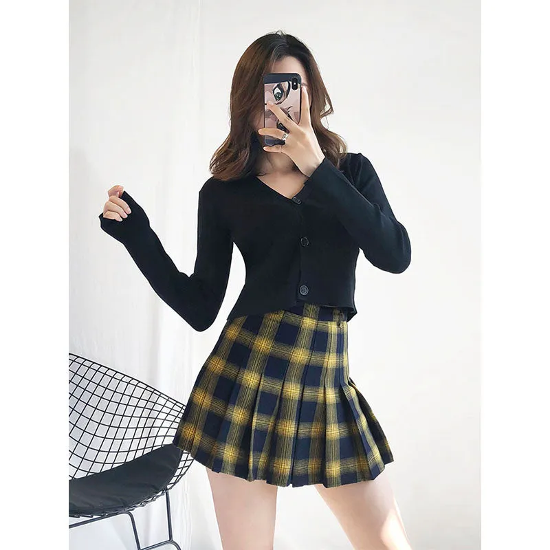 "VINTAGE PLAID" PLEATED SKIRT K040902