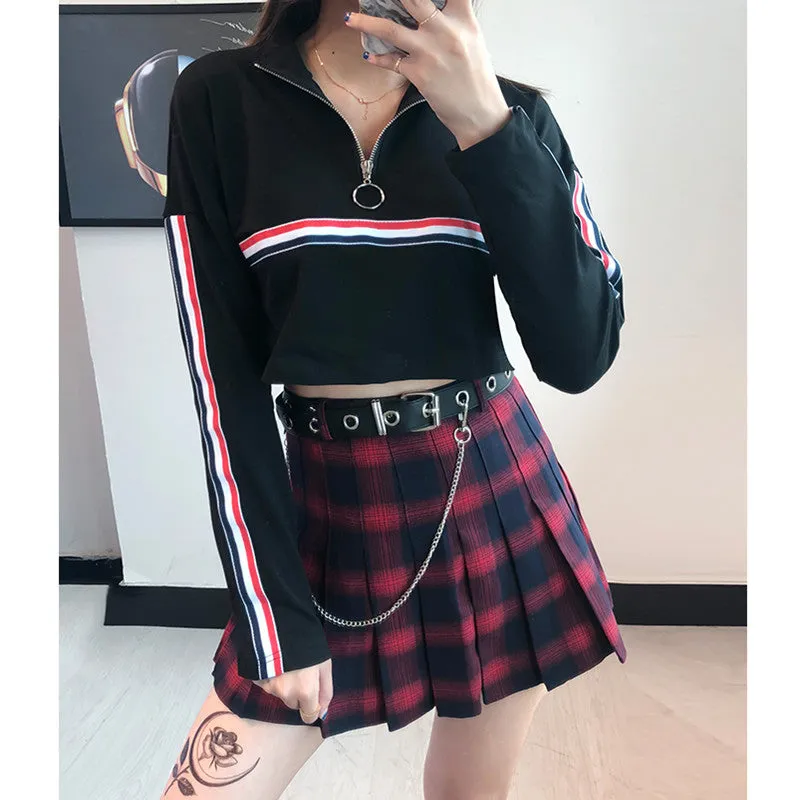 "VINTAGE PLAID" PLEATED SKIRT K040902