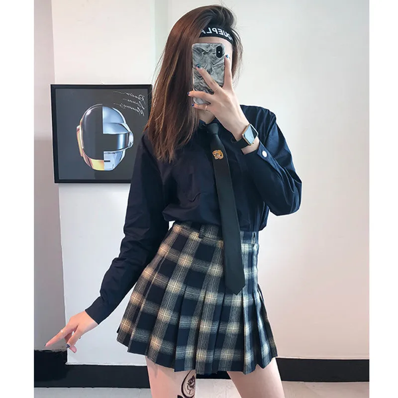 "VINTAGE PLAID" PLEATED SKIRT K040902
