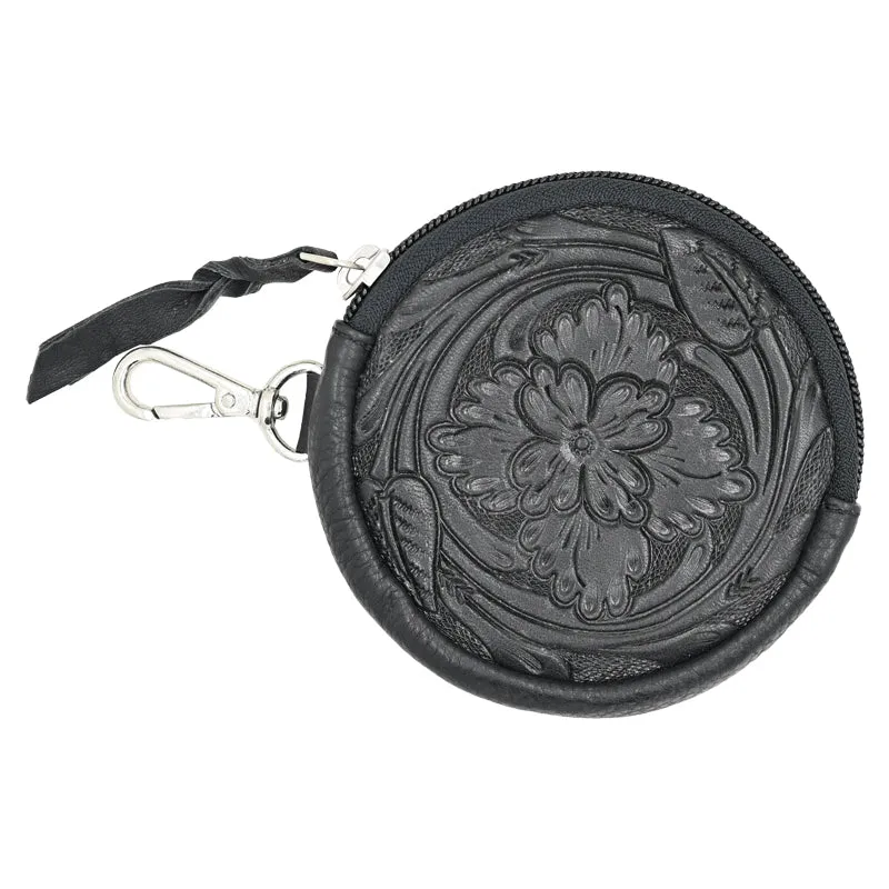 Rafter T Ranch Co Black Tooled Coin Purse Set