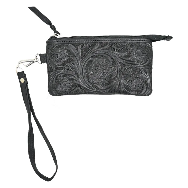 Rafter T Ranch Co Black Tooled Coin Purse Set