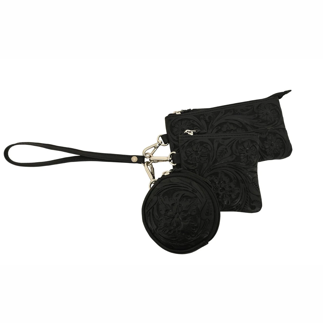 Rafter T Ranch Co Black Tooled Coin Purse Set