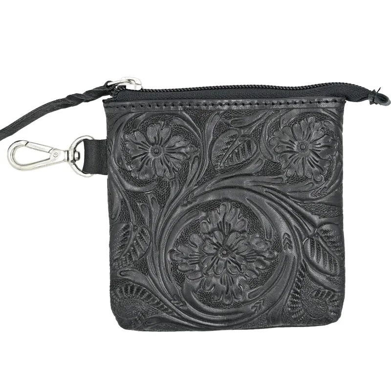 Rafter T Ranch Co Black Tooled Coin Purse Set
