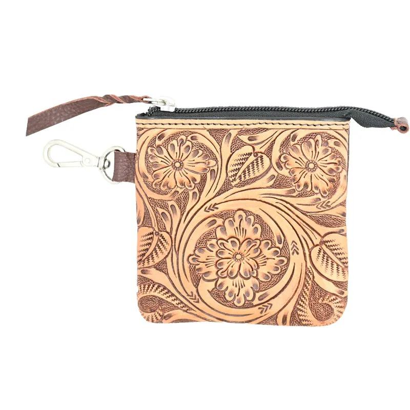 Rafter T Ranch Co. Brown Tooled Coin Purse Set