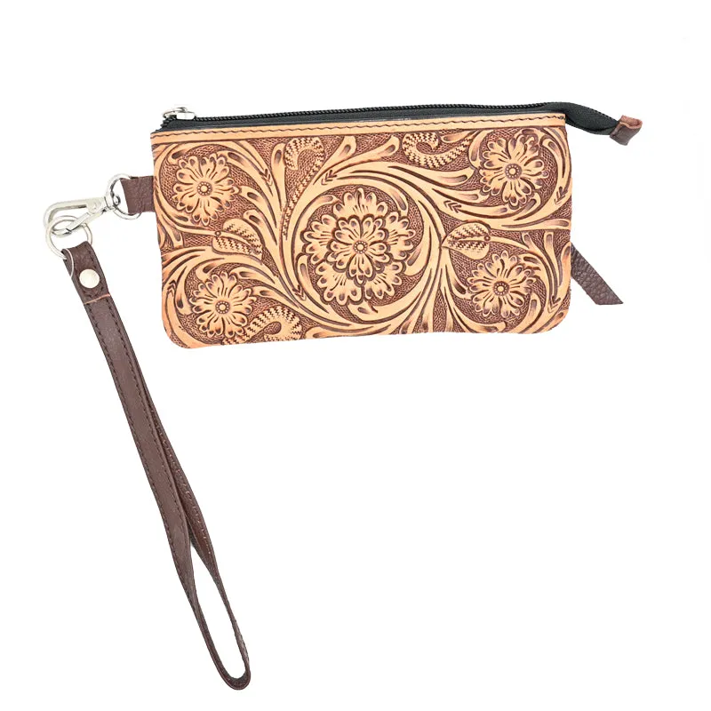 Rafter T Ranch Co. Brown Tooled Coin Purse Set