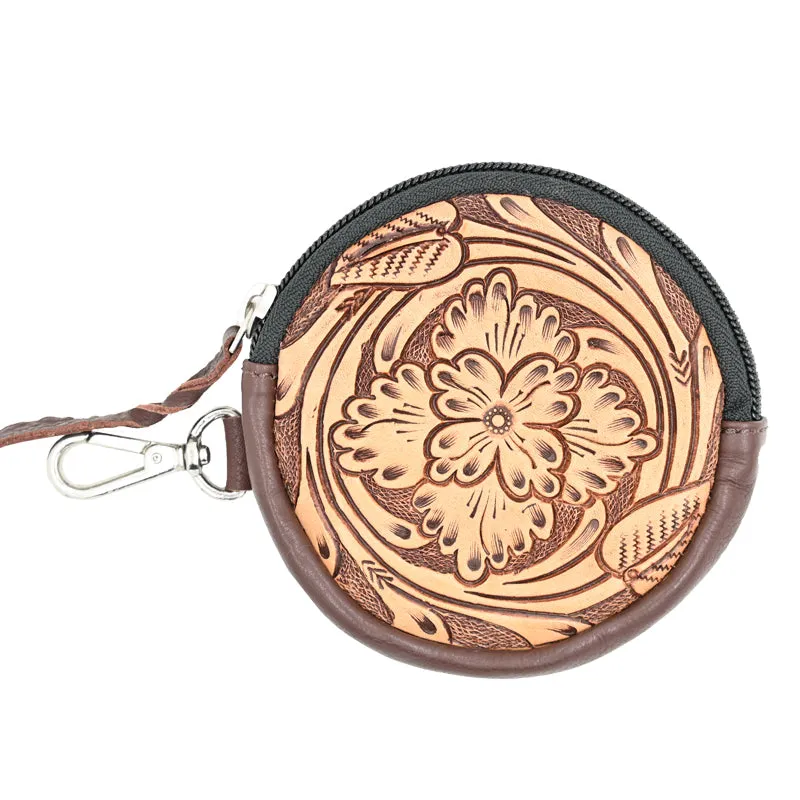 Rafter T Ranch Co. Brown Tooled Coin Purse Set