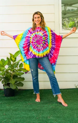Rainbow Spiral Poncho Kaftan Blouse Oversize Top
