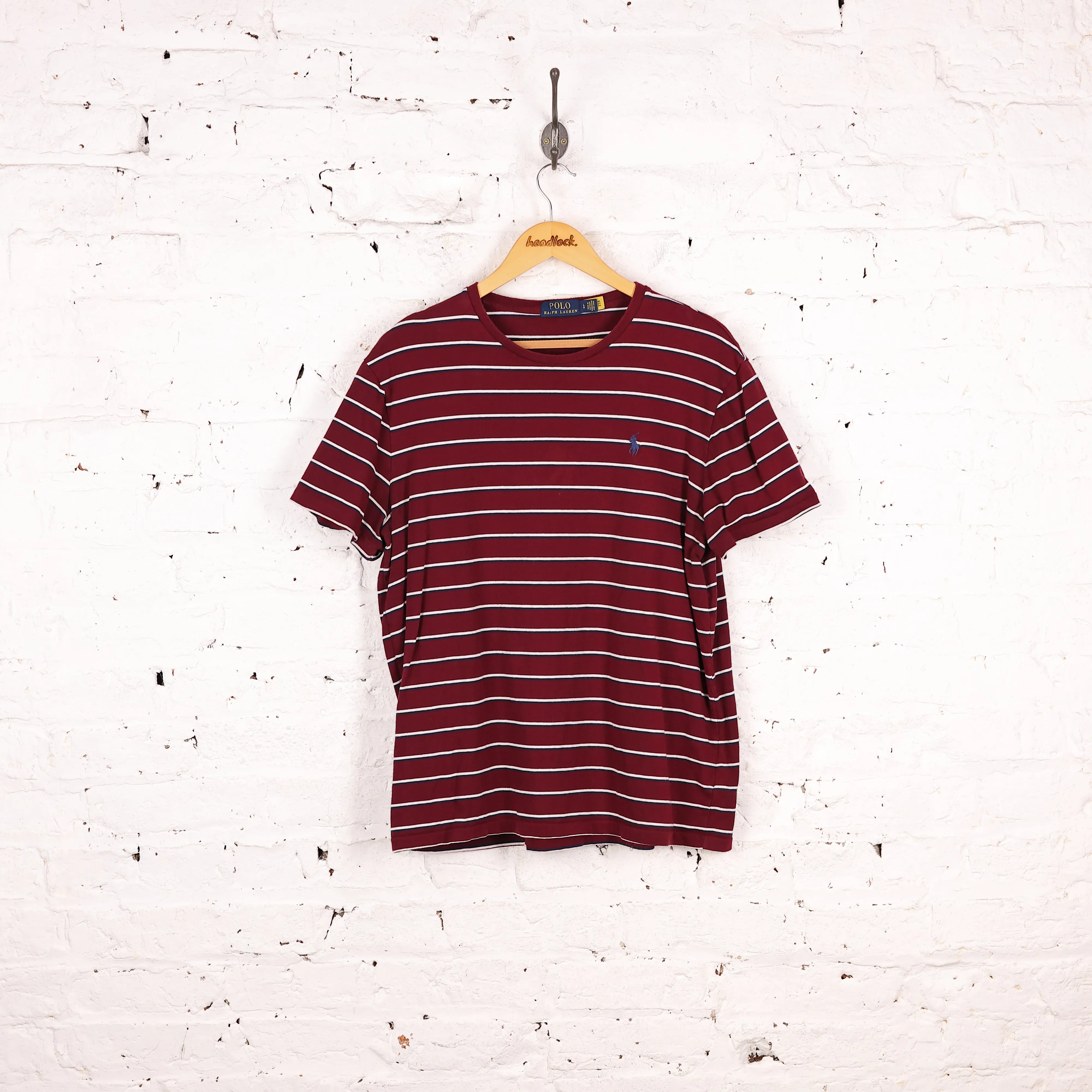 Ralph Lauren Short Sleeve Striped T-Shirt - Red - L
