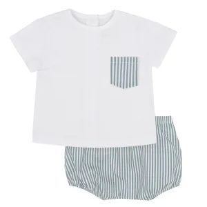 Rapife Boys Bottle Green Striped Jam Pant Set