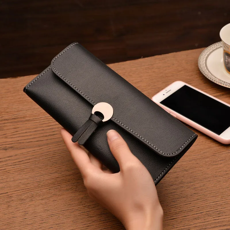 Realaiot Fashion Long Women Wallets High Quality PU Leather Women's Purse and Wallet Design Lady Party Clutch Female Card Holder