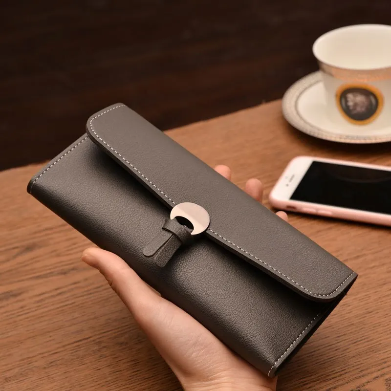 Realaiot Fashion Long Women Wallets High Quality PU Leather Women's Purse and Wallet Design Lady Party Clutch Female Card Holder