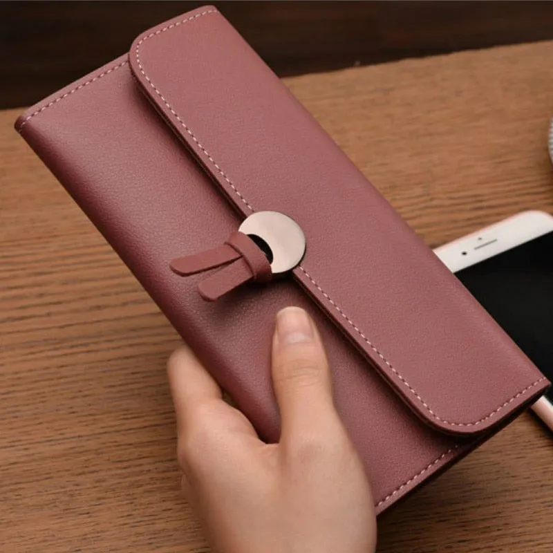 Realaiot Fashion Long Women Wallets High Quality PU Leather Women's Purse and Wallet Design Lady Party Clutch Female Card Holder