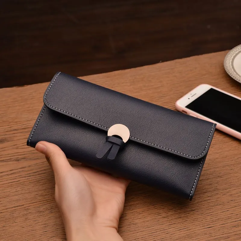 Realaiot Fashion Long Women Wallets High Quality PU Leather Women's Purse and Wallet Design Lady Party Clutch Female Card Holder