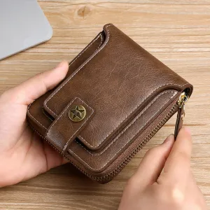 Realaiot Vintage Small Men's Wallet Pu Leather Short Purse Men Hasp Zipper Clutch Solid Porte Feuille Hommes Porte Monnaie Homme