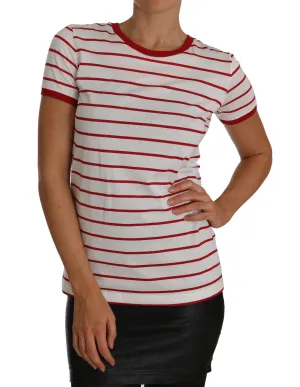 RED and WHITE #dgfamily Striped Jersey Cotton shirt