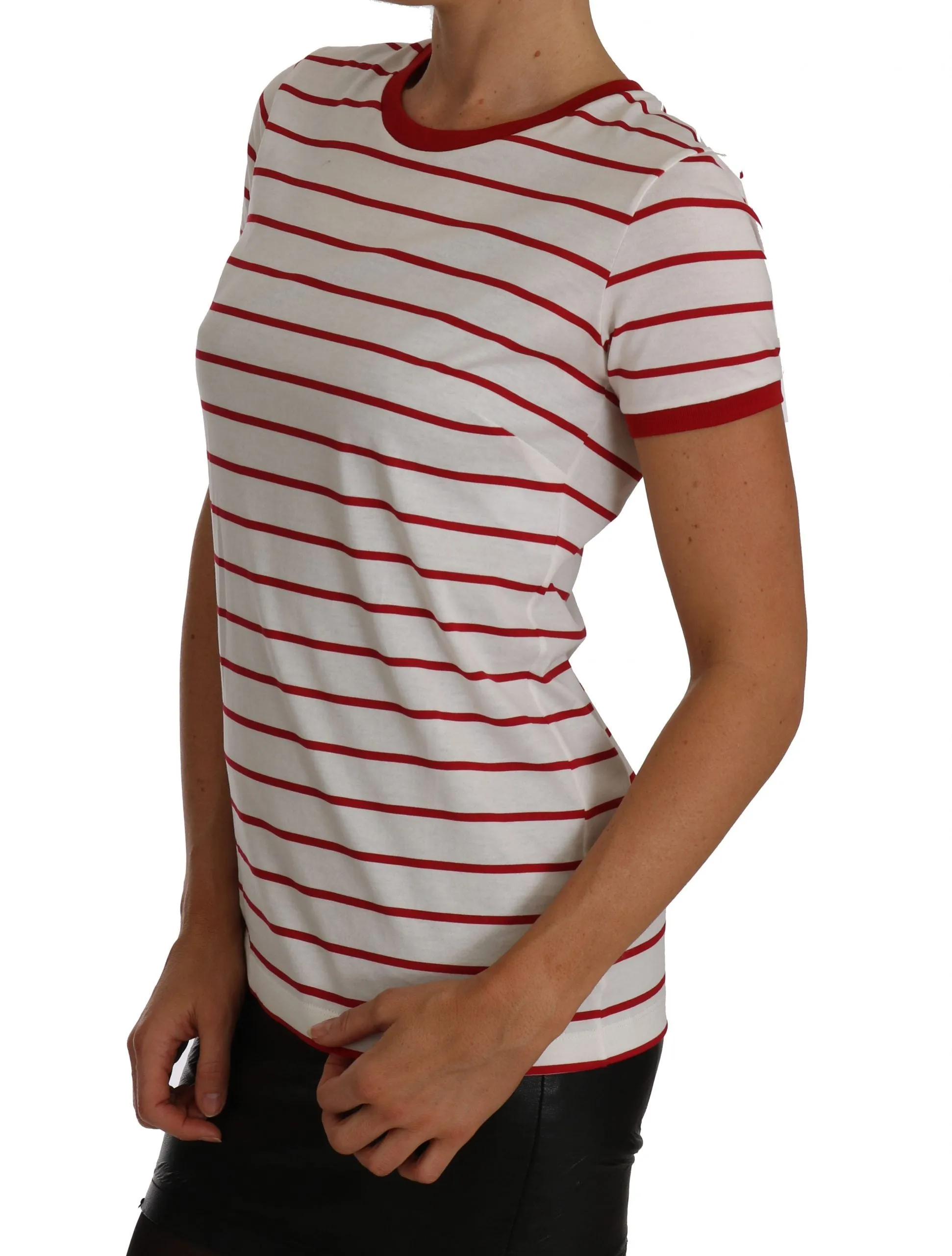 RED and WHITE #dgfamily Striped Jersey Cotton shirt