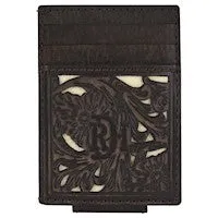 Red Dirt Hat Co. Card Case Money Clip Dark Brown Ivory Underlay