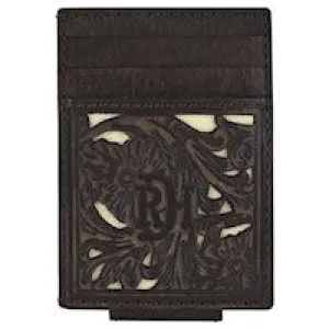 Red Dirt Hat Co. Card Case Money Clip Dark Brown Ivory Underlay