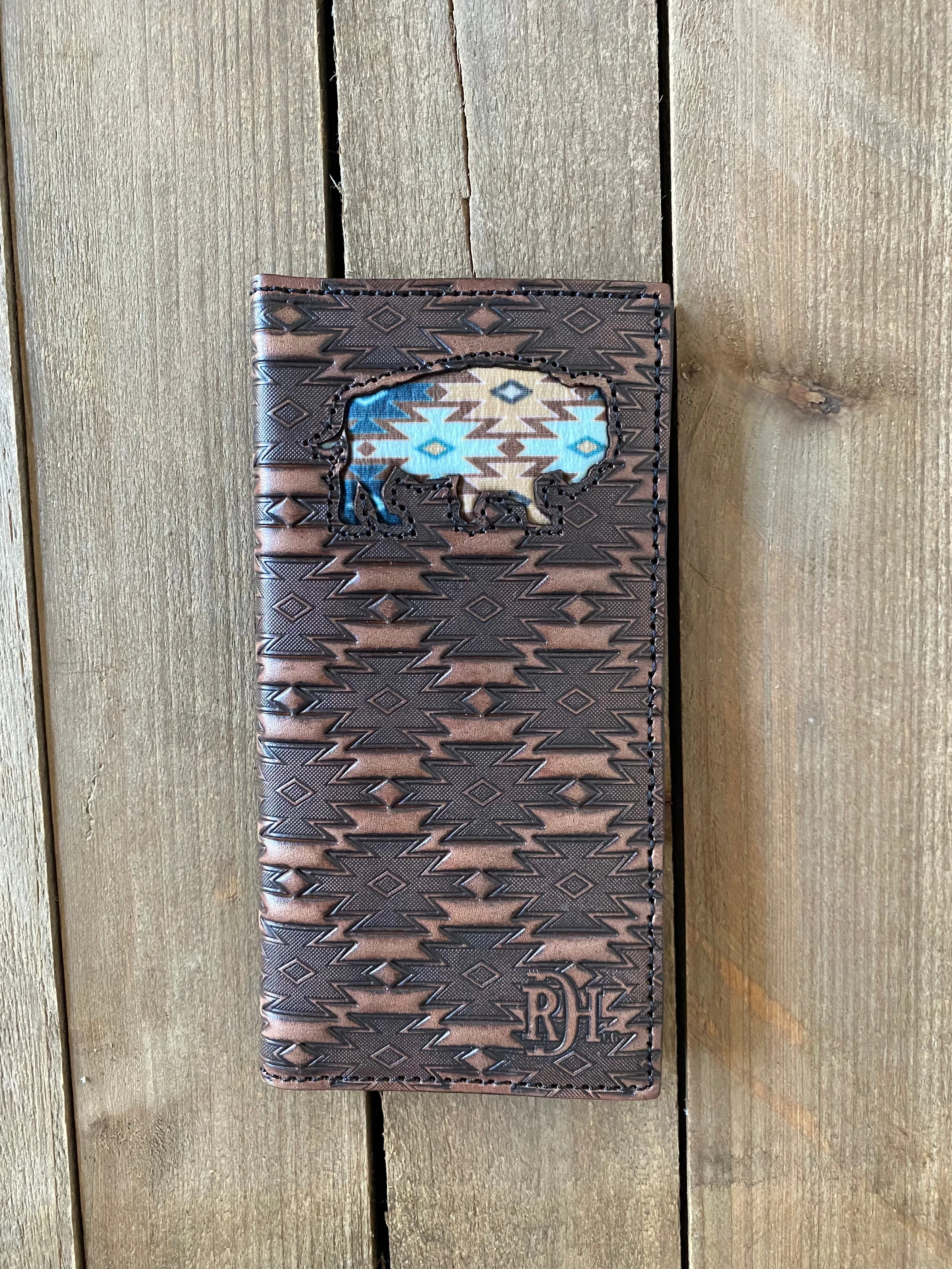 Red Dirt Hat Co Men’s Rodeo Wallet Southwest Print With Buffalo Inlay