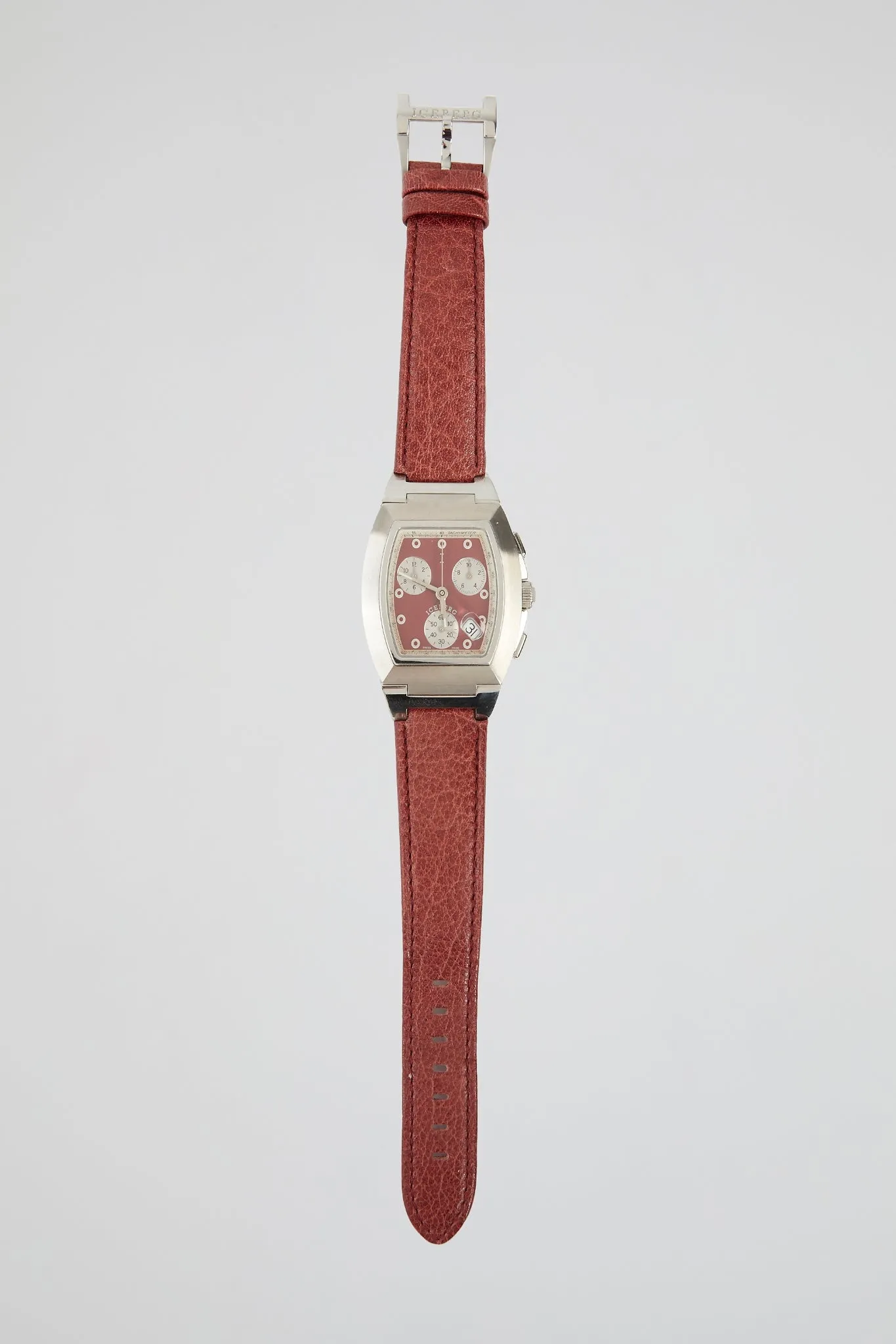 Red Leather Strap Chronograph Watch