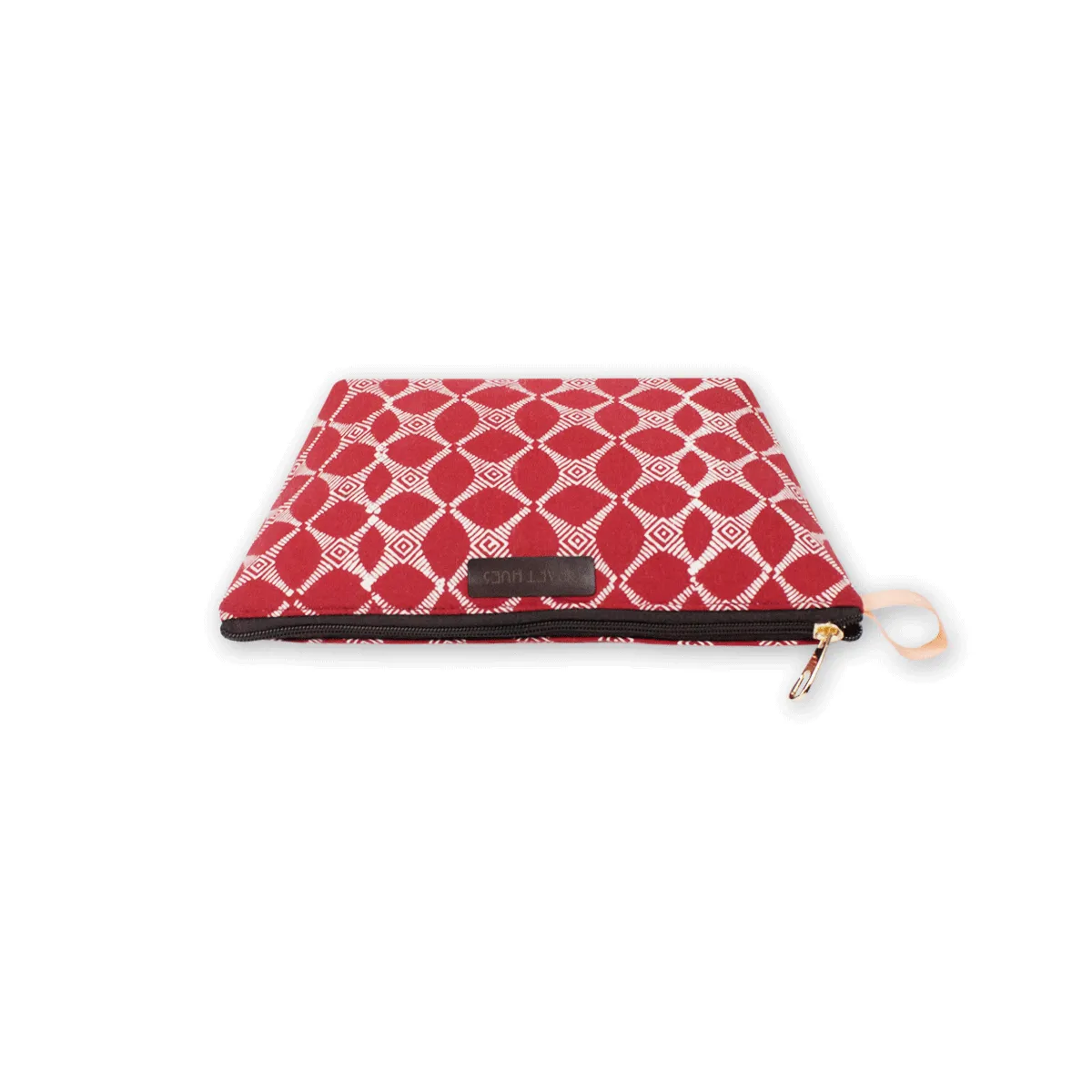 Red Petals Block Printed Pouch