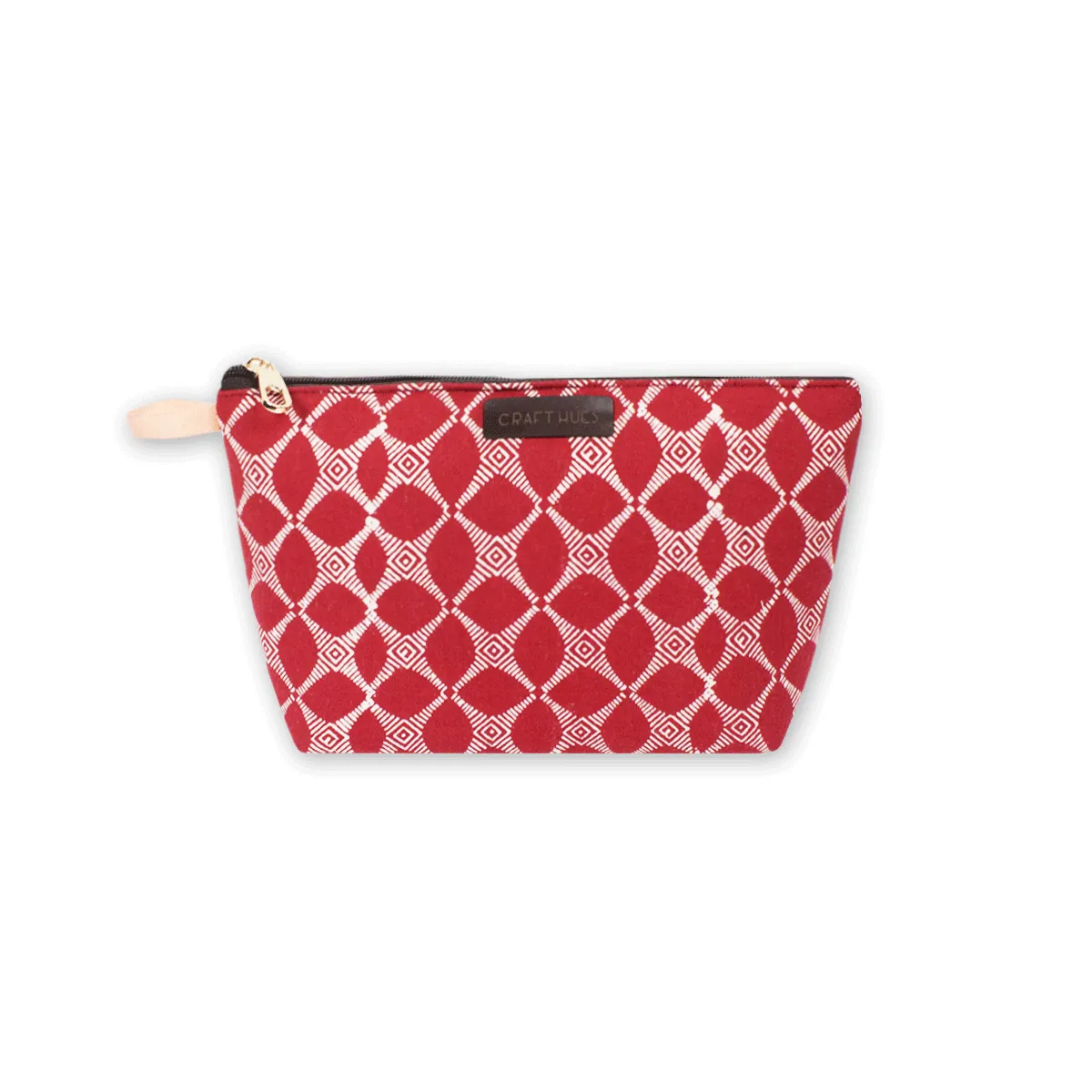 Red Petals Block Printed Pouch