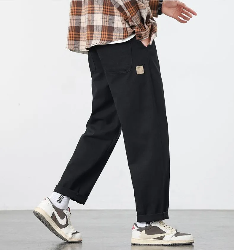 Retro Solid Wide Leg Chinos for Comfortable Casual Wear