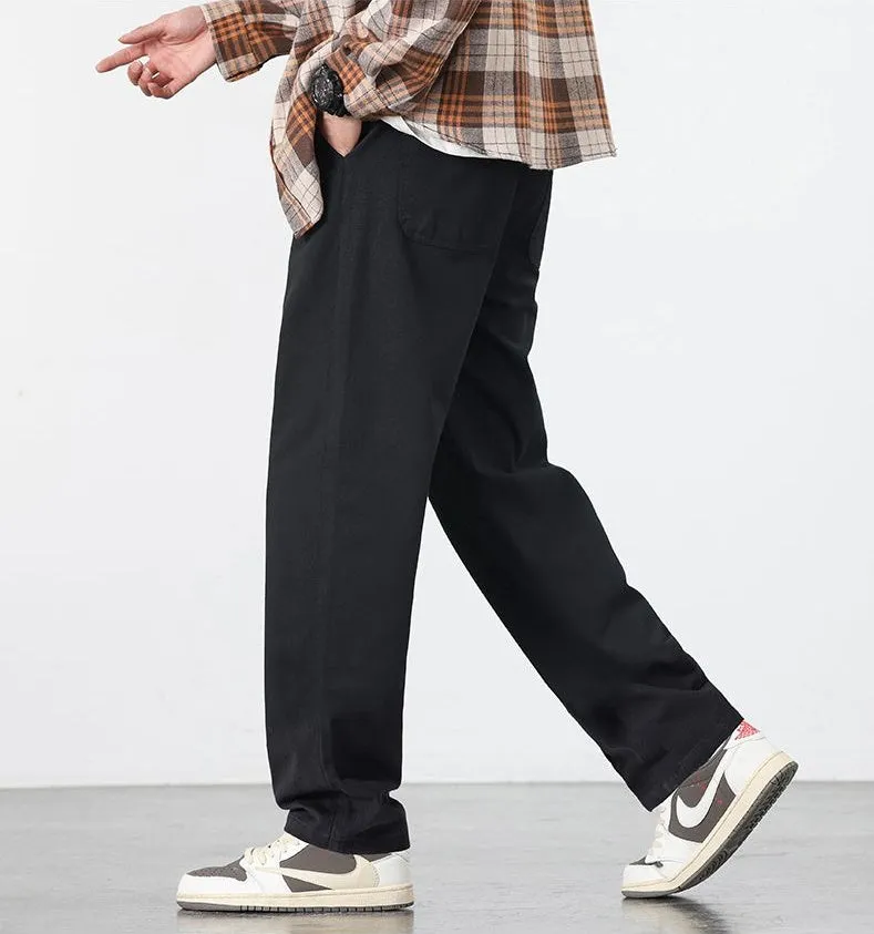 Retro Solid Wide Leg Chinos for Comfortable Casual Wear