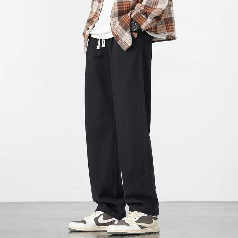 Retro Solid Wide Leg Chinos for Comfortable Casual Wear