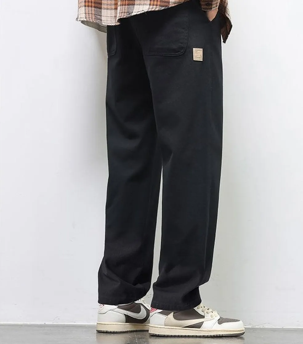 Retro Solid Wide Leg Chinos for Comfortable Casual Wear