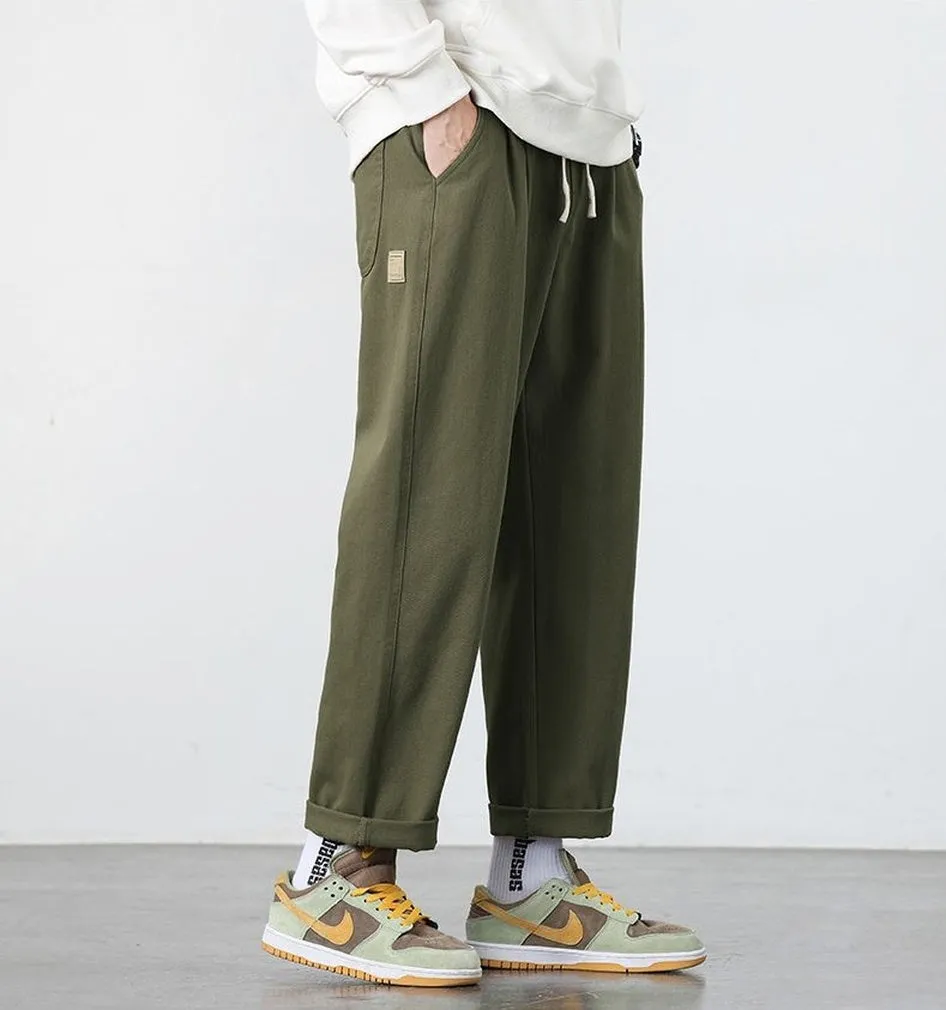 Retro Solid Wide Leg Chinos for Comfortable Casual Wear