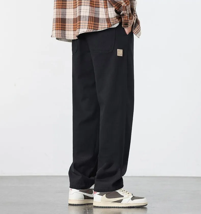Retro Solid Wide Leg Chinos for Comfortable Casual Wear