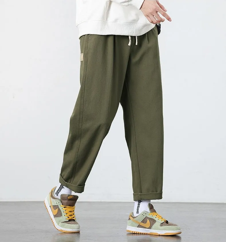 Retro Solid Wide Leg Chinos for Comfortable Casual Wear