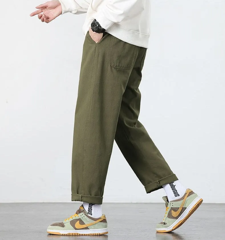Retro Solid Wide Leg Chinos for Comfortable Casual Wear