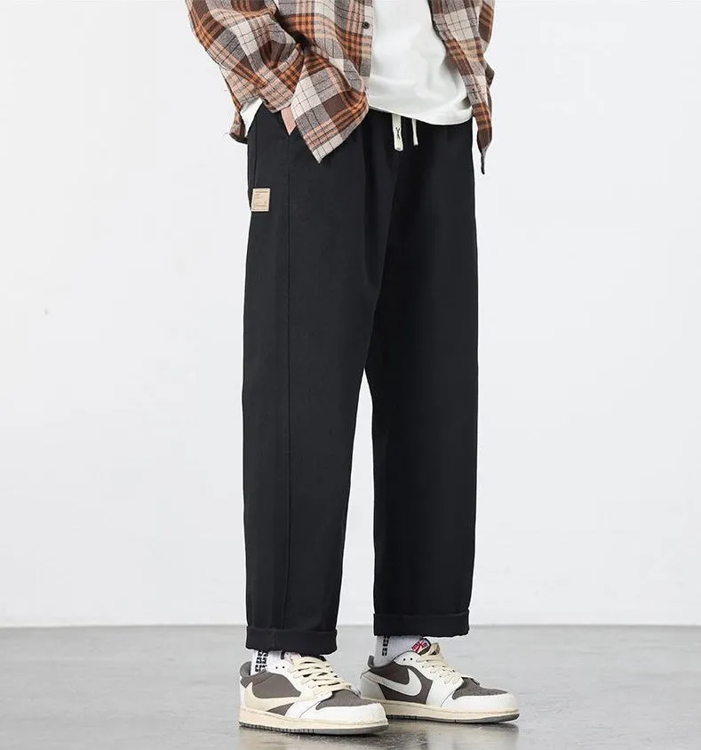 Retro Solid Wide Leg Chinos for Comfortable Casual Wear