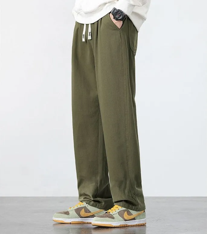 Retro Solid Wide Leg Chinos for Comfortable Casual Wear