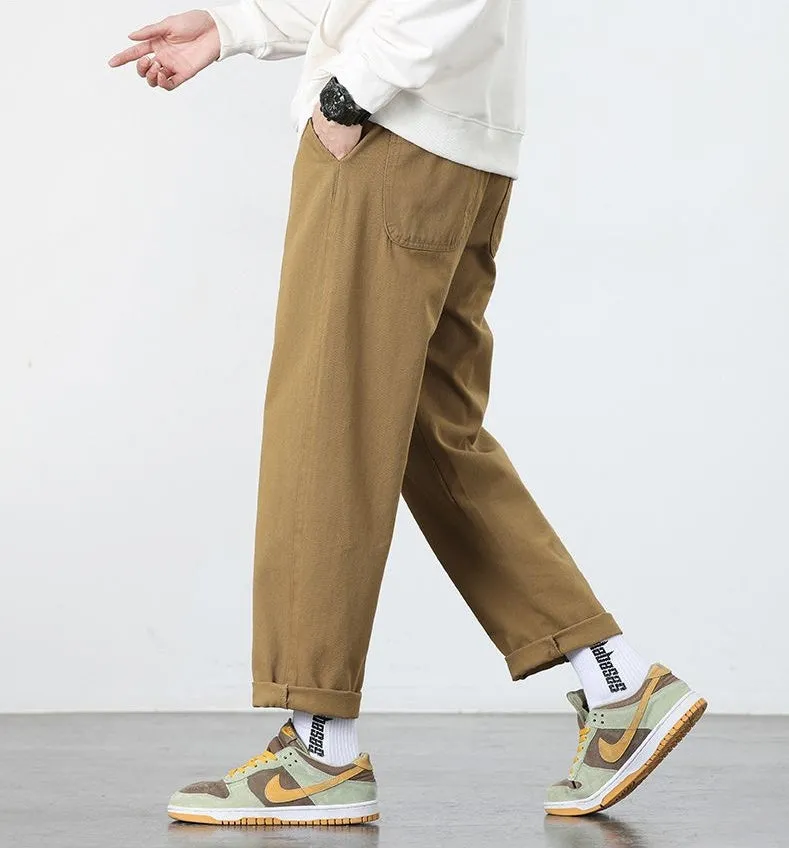 Retro Solid Wide Leg Chinos for Comfortable Casual Wear