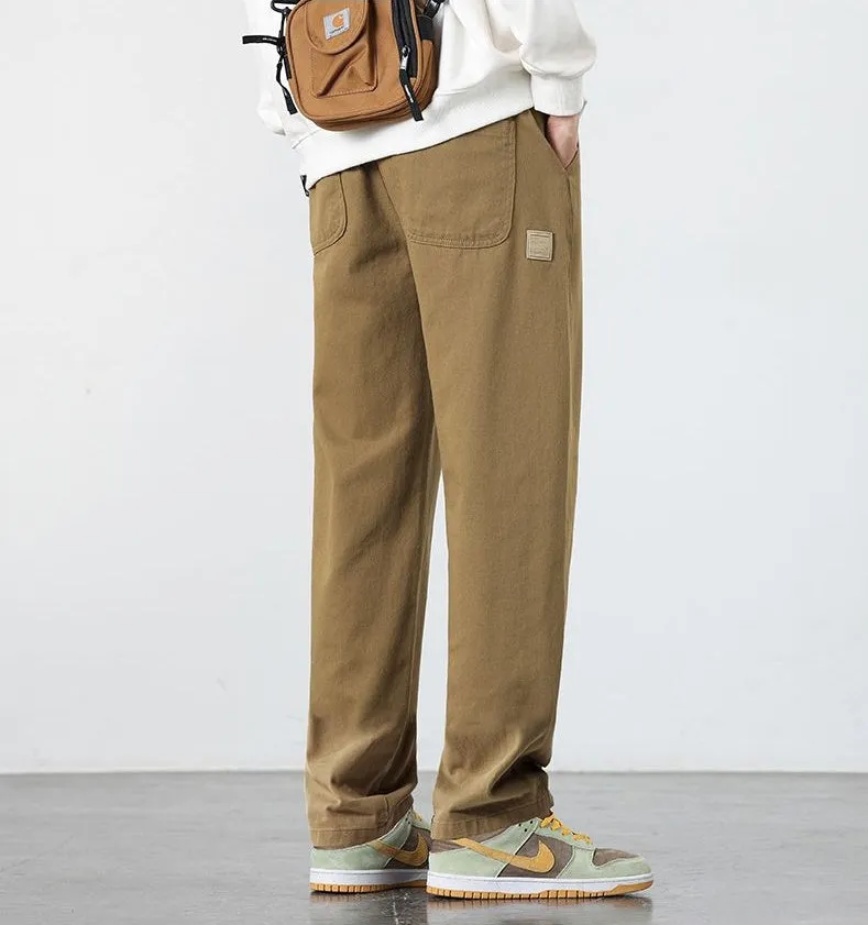 Retro Solid Wide Leg Chinos for Comfortable Casual Wear