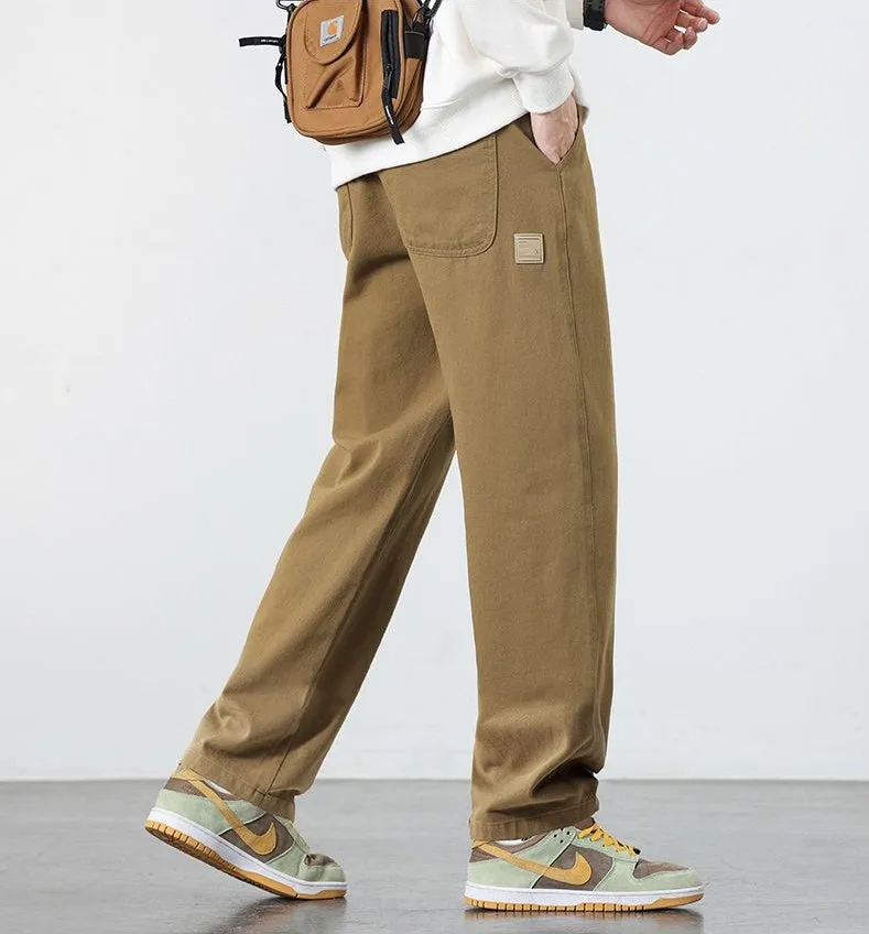 Retro Solid Wide Leg Chinos for Comfortable Casual Wear