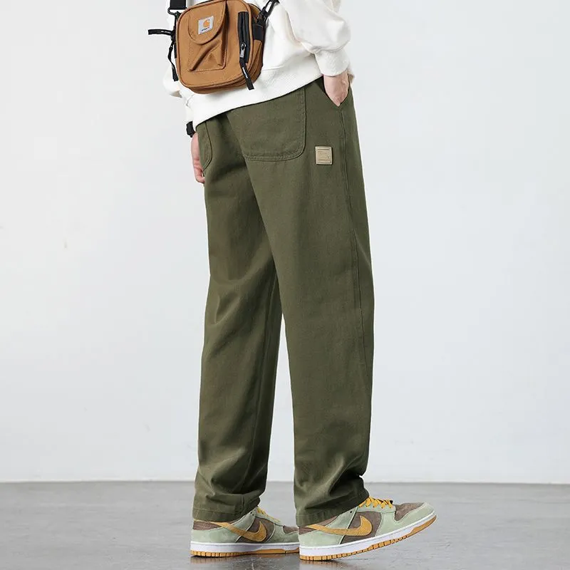 Retro Solid Wide Leg Chinos for Comfortable Casual Wear