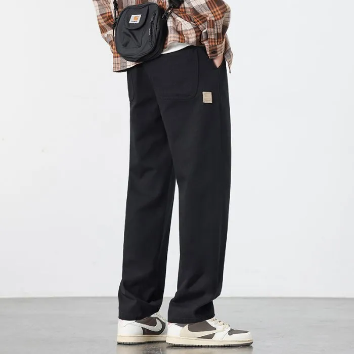Retro Solid Wide Leg Chinos for Comfortable Casual Wear