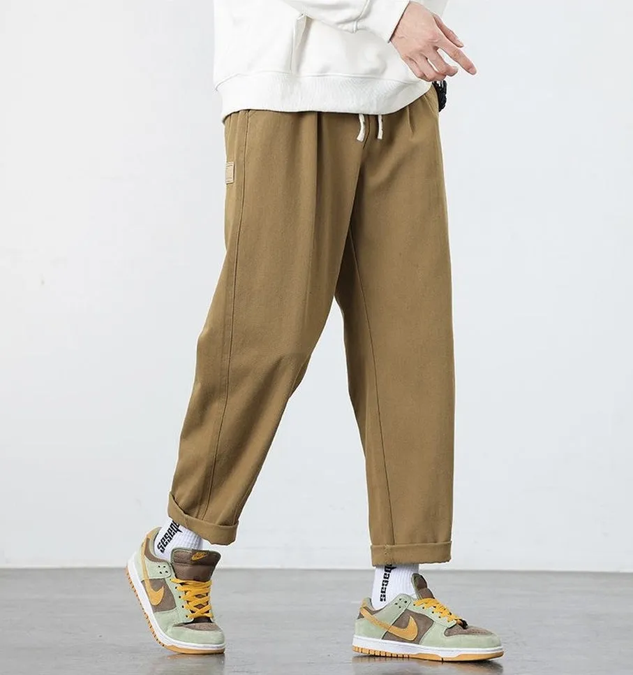Retro Solid Wide Leg Chinos for Comfortable Casual Wear