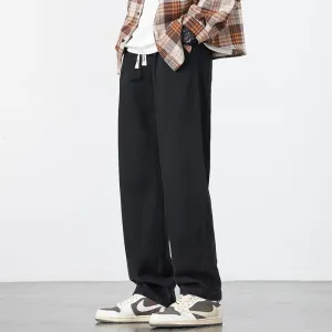 Retro Solid Wide Leg Chinos for Comfortable Casual Wear