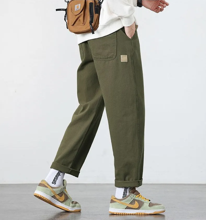 Retro Solid Wide Leg Chinos for Comfortable Casual Wear