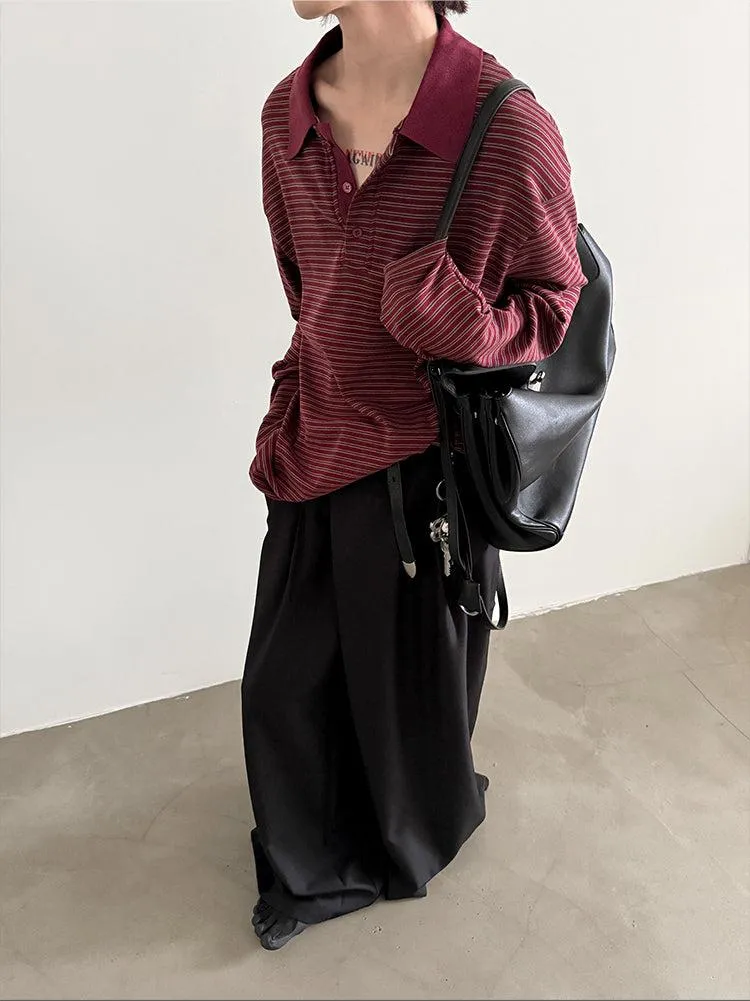 Retro Striped Polo Pullover