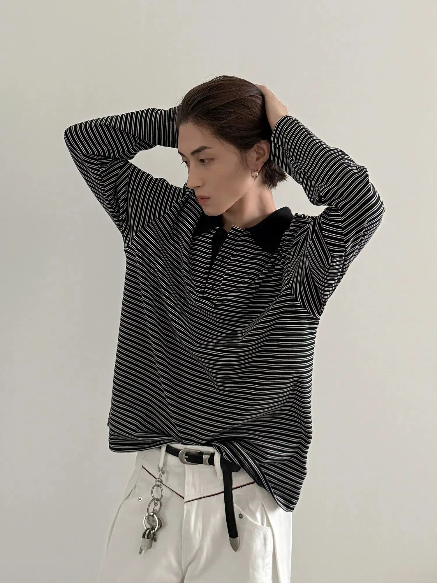 Retro Striped Polo Pullover