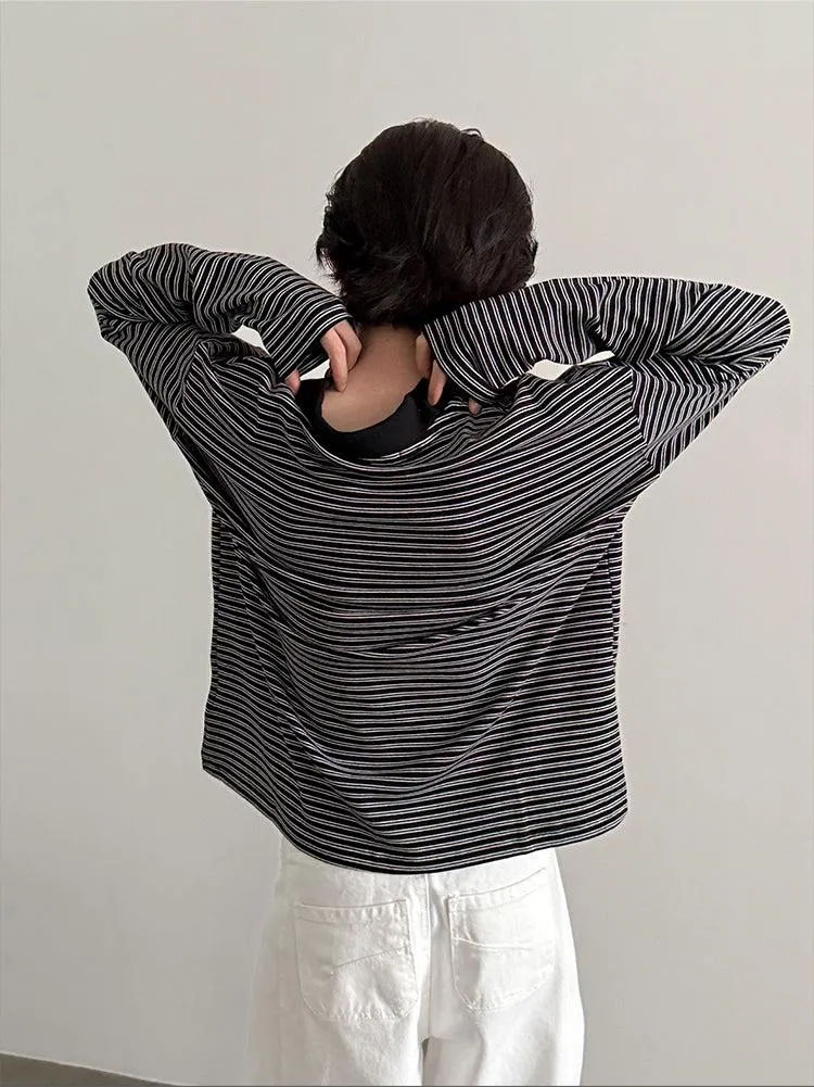 Retro Striped Polo Pullover